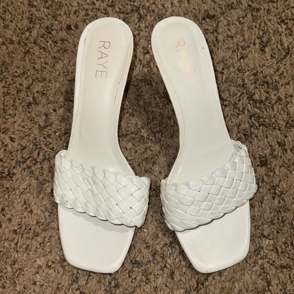 Raye White Braided Heels